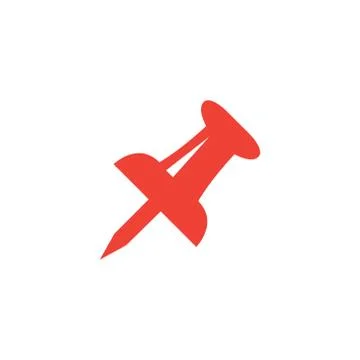 Push Pin Red Icon On White Background. Red Flat Style Vector Illustration. Stock Illustration