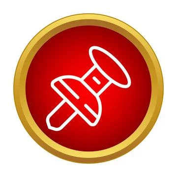 Push pin reminder icon in red circle Stock Illustration