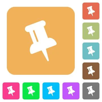 Push pin rounded square flat icons Illustrazione stock