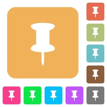 Push pin rounded square flat icons Illustrazione stock
