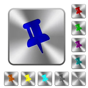 Push pin rounded square steel buttons Illustrazione stock