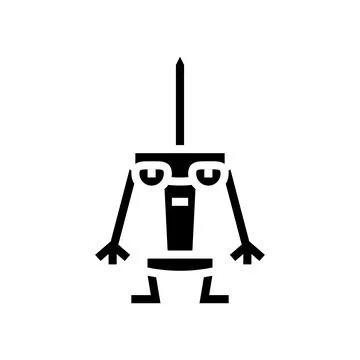 Push pin school character glyph icon vector illustration Stock Illustration