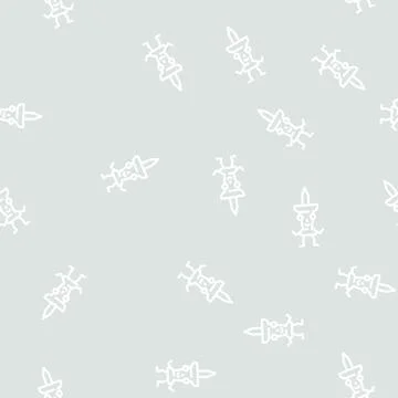 Push pin school character line vector seamless pattern 스톡 일러스트