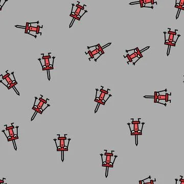 Push pin school character vector seamless pattern Stock Illustration