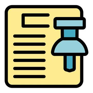 Push pin securing important document on bulletin board Stock Illustration