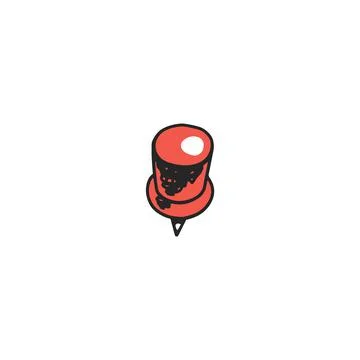 Push pin stationery element in colored sketch style, vector illustration Illustrazione stock
