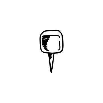 Push pin stationery stud or map mark, sketch vector illustration isolated. Stock Illustration