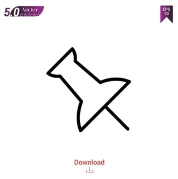 Push pin vector icon. Best modern, simple, isolated, flat icon for website de Stock Illustration