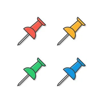 Push Pin Vector Icon Illustration. School And Office Icon Stock Illustration