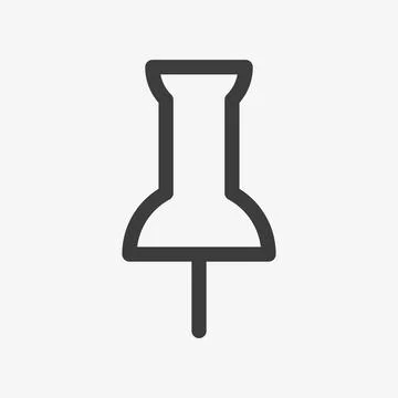 Push pin vector outline icon on white background Stock Illustration