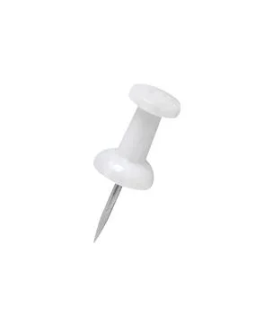 Push-pin. White push pin isolated on the white Stock Photos