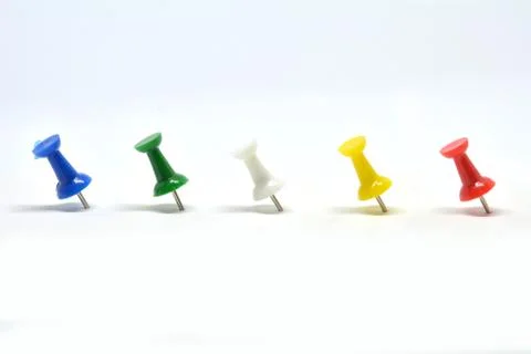 Push Pins, Isolated pushpins various colours design element Stock Photos
