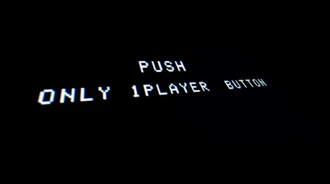Push Player One - Authentic vintage arcade game starting screen. Stock Footage 43855142