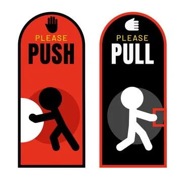 Push pull sign illustration Illustrazione stock