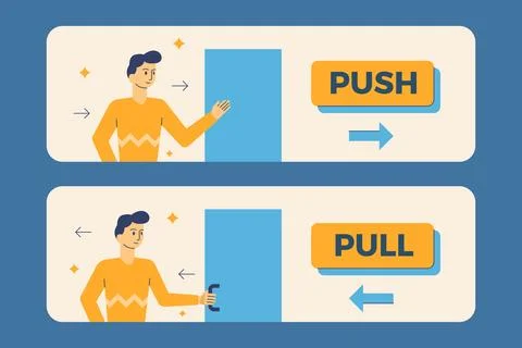 Push pull sign illustration Illustrazione stock