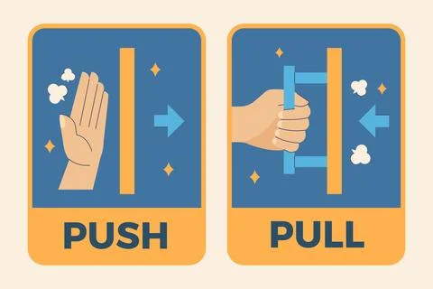Push pull sign illustration Illustrazione stock