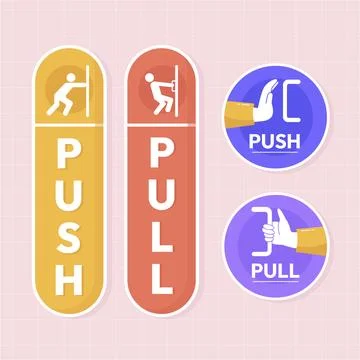 Push pull sign illustration Illustrazione stock