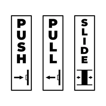 Push Pull Slide Door Signs Set Stockillustratie