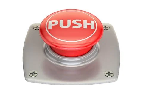 Push red button, 3D rendering Stock Illustration