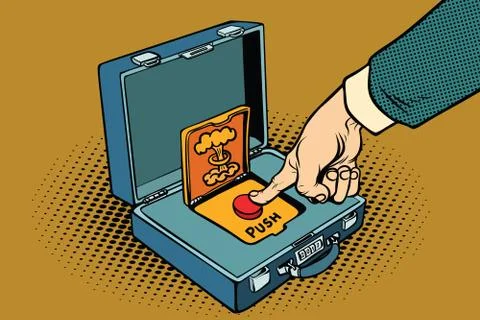 Push the red button nuclear Illustrazione stock