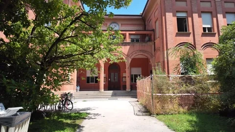Push-in shot if the historic building at Bologna University Botanical Garden Stock Footage 339068409
