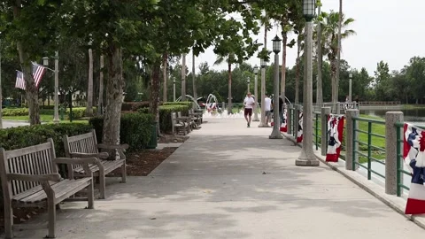 Push in shot at lake side park Video stock 245452851