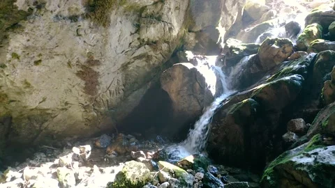 Push In Shot of The Stunning River Floating in Karst Cave, Secret Tunnel. Video stock 237072711