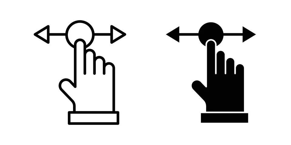 Push to slide right and left gesture icon set. Vector EPS 10 Stock-Illustration