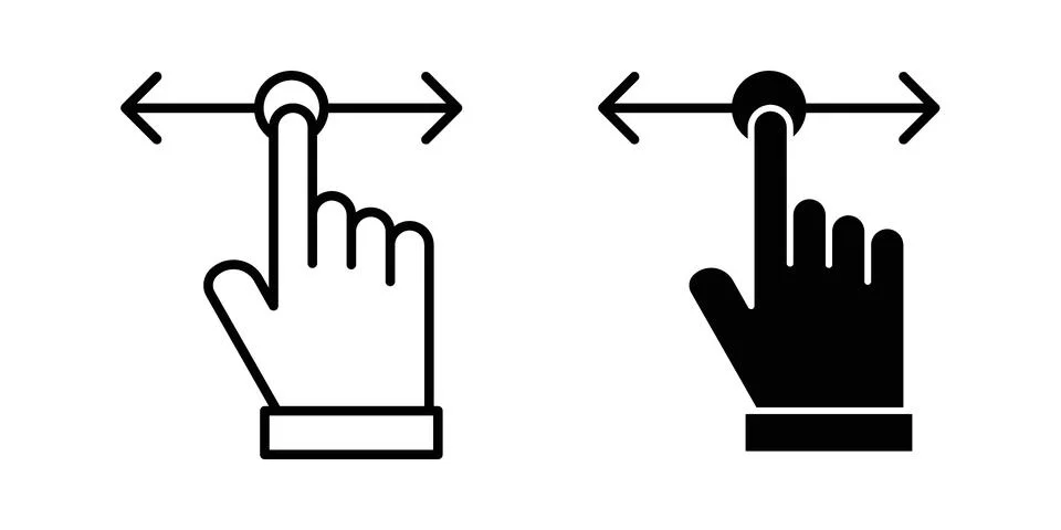 Push to slide right and left gesture icon set, collection of vector icons Stock Illustration