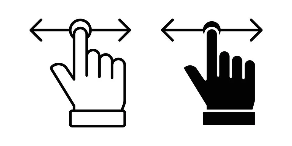 Push to slide right and left gesture icon design. Simple Vector illustrations Stock Illustration