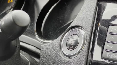 Push start button in car close up Stock Footage 237068001