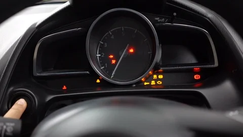 Push start button for start new modern car engine. Stock Footage 89594284