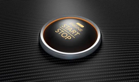 Push To Start Carbon Fibre Button Stockillustratie