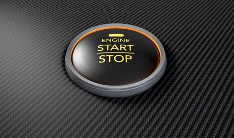 Push To Start Carbon Fibre Button Illustrazione stock