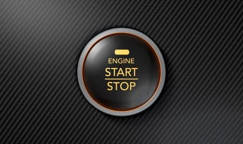 Push To Start Carbon Fibre Button Stock Illustration