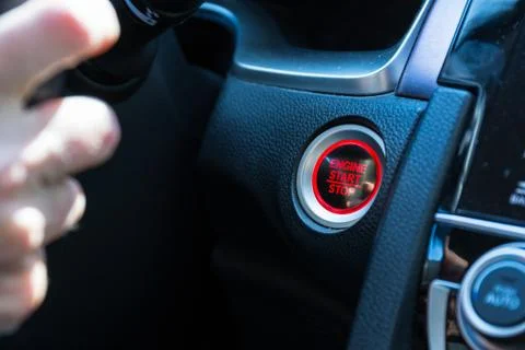 Push to Start Engine Button Automotive Interior Car Consumer Foto stock