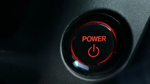 Push start power engine system button of electric vehicle car Stock Photos