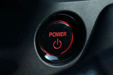 Push start power engine system button of electric vehicle car Stock Photos