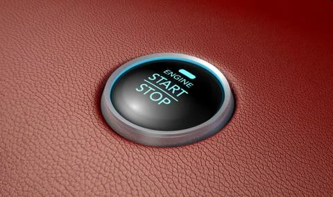 Push To Start Red Leather Button Stockillustratie