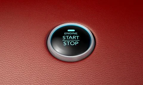 Push To Start Red Leather Button Stock Illustration