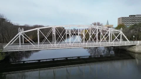 Push into a steel old bridge Stock Footage 292534591