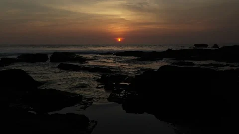 Push in sunset over ocean horizon Stock Footage 120518918