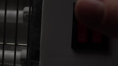 Push switch buttons of home Electric Infrared Heater. Stock Footage 258975965