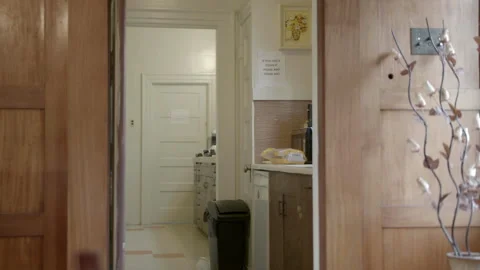 Push In Through Doorway into Communal Kitchen Area Vídeos de archivo 344614270