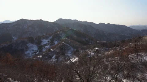 Push Through Great Wall Window Winter Scene Stock Footage 139725144