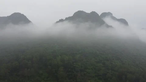 Push in Towards Misty Mountains Stock Footage 255032029