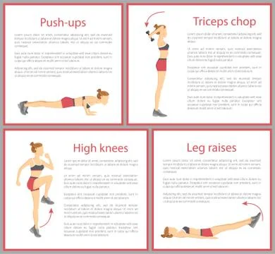 Push Ups and Triceps Chop Vector Illustration Stock Illustration