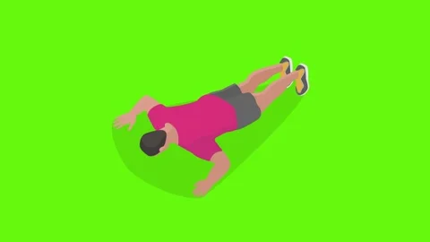 Push-ups from the floor. Wide grip. Green background. Stock Footage 291898608