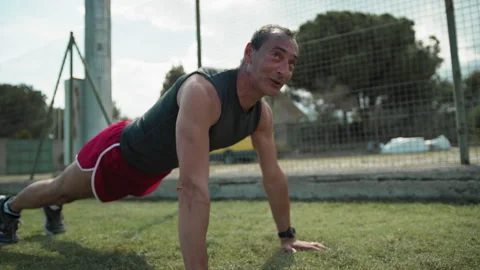 Push Ups On The Fresh Green Grass Stock Footage 278404891