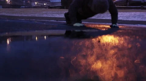 Push ups in the snow Stock-Footage 43912610